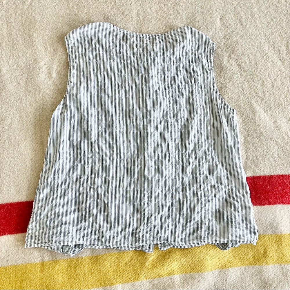 Pip Squeak Chapeau blue stripe crinkle cross front sleeveless top - Picture 5 of 8